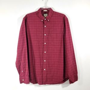 J. CREW Men's Secret Wash slim organic cotton plaid casual button down shirt